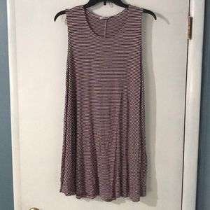 Maroon Striped Swing Dress